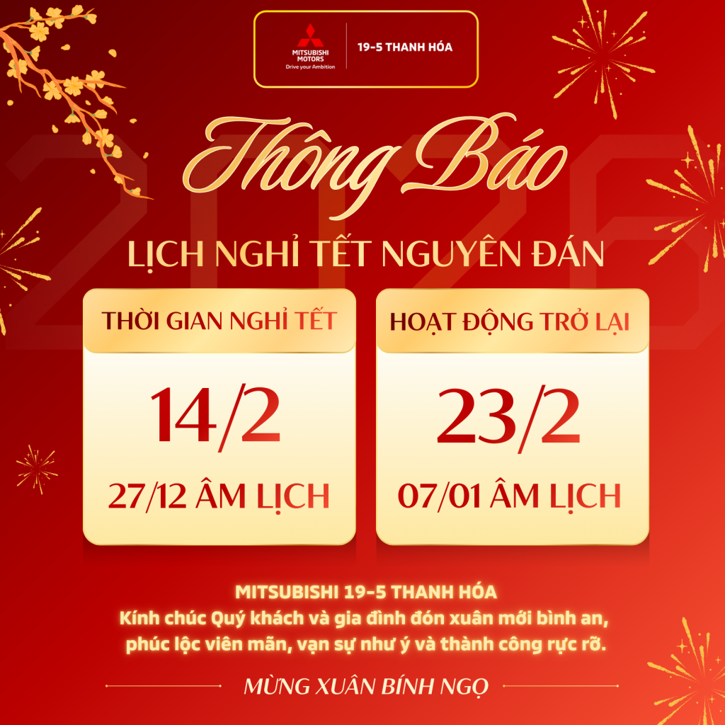 THÔNG BÁO NGHỈ TẾT NGUYÊN ĐÁN BÍNH NGỌ 2026 ( 14/02/2026 – 23/02/2026 )