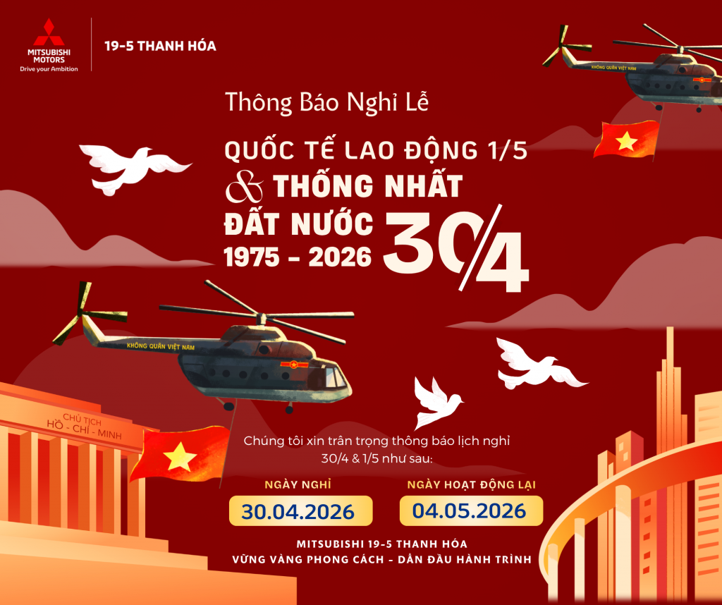 THÔNG BÁO LỊCH NGHỈ LỄ 30/4 – 1/5 NĂM 2026